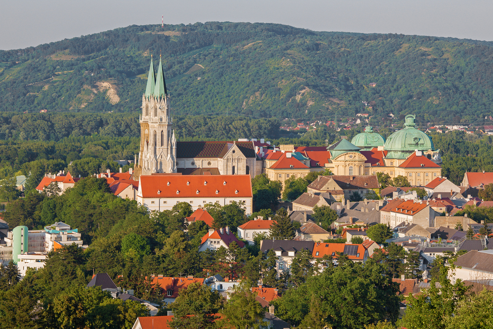 Vienna - Monastery in KlosterneuburgBlick auf das Stift Klosterneuburg und die umliegende Stadt in summer country on July 27, 2013 Vienna.